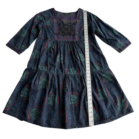 Gudrun Sjoden Alaska 100% Cotton Embroidered Bib Pintuck Ruffle Tunic Dress M - Picture 8 of 9